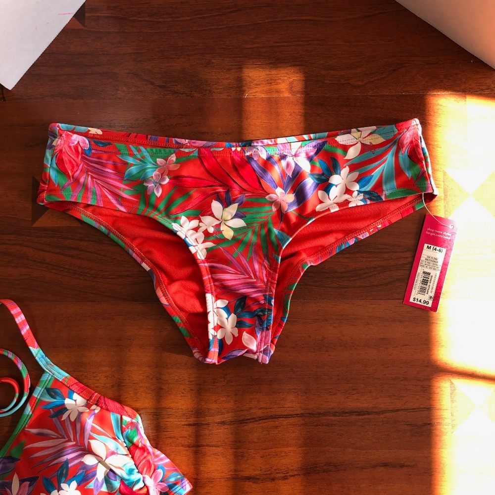 NWT Exhilaration Target Tropical Ruched Bikini Bottom M